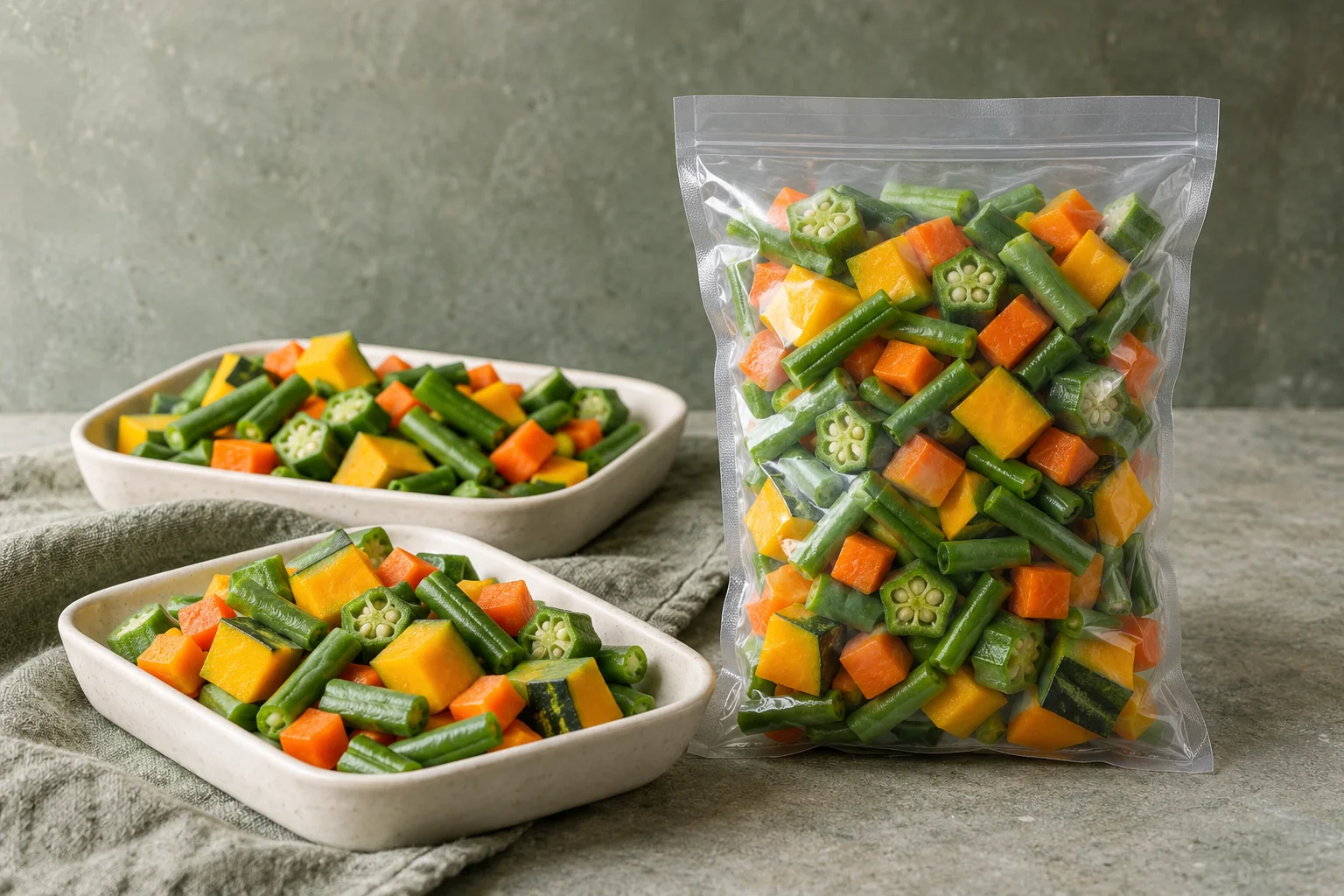 Processed Vegetables editorial composition